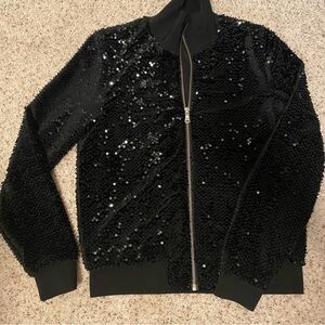 Trouvé Women’s Black Sequin Bomber Jacket, Sz S, NWOT